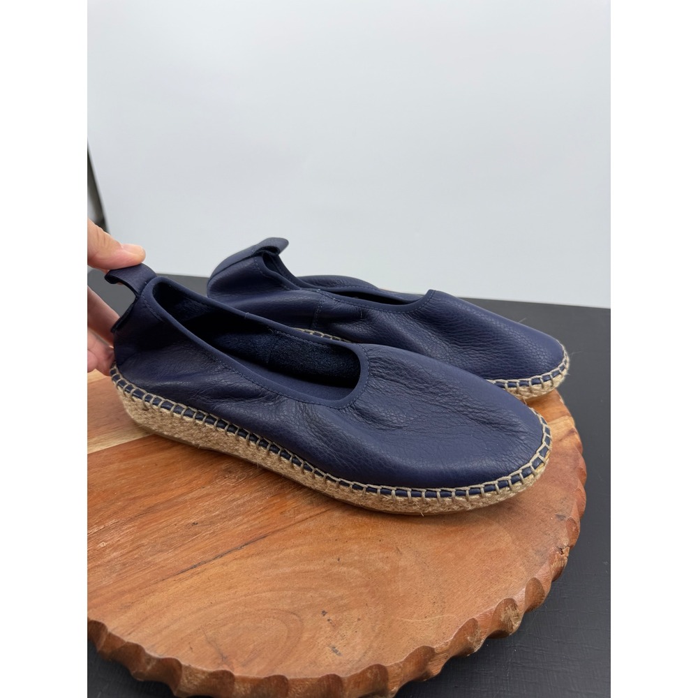 Cole Haan Pinch Maine Cloudfeel Espadrille sz 8 Navy Blue Leather Slip On Flat